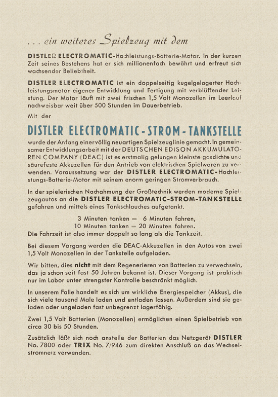 Distler Electromatic Strom-Tankstelle 1956