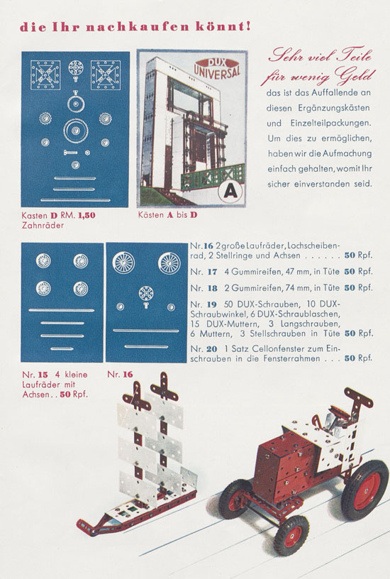 DUX Modellbau Katalog 1939