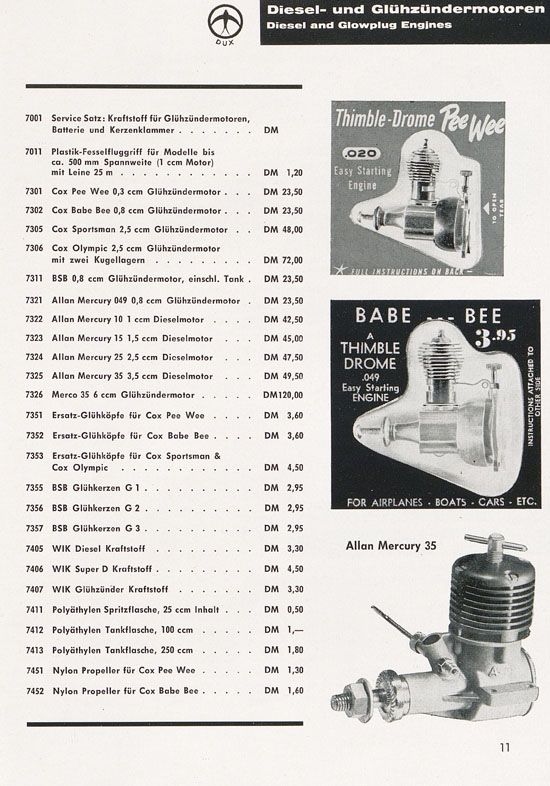 DUX Modellbau Flugmodelle Katalog 1960