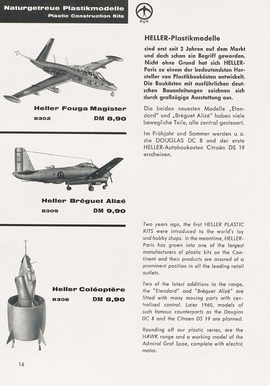 DUX Modellbau Flugmodelle Katalog 1960