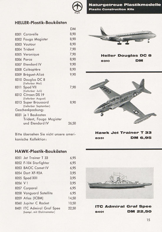 Seite 15 DUX Modellbau Flugmodelle Katalog 1960