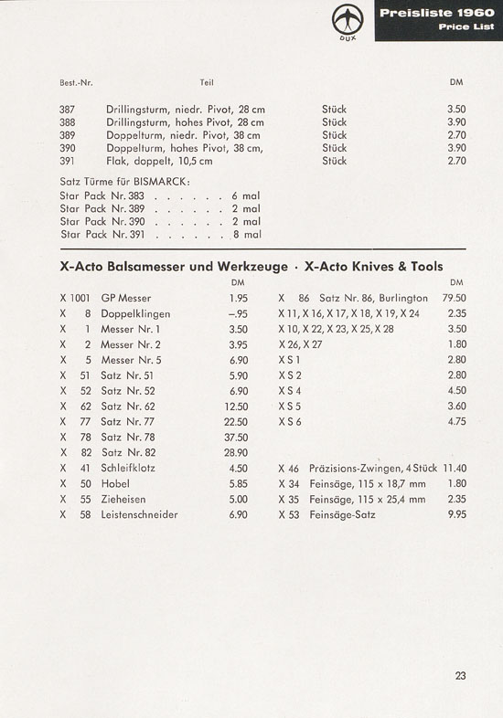Seite 23 DUX Modellbau Flugmodelle Katalog 1960