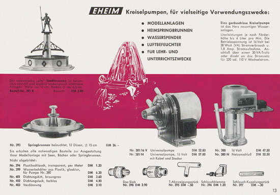 Seite 13 Eheim Modellspielwaren H0 Katalog 1962