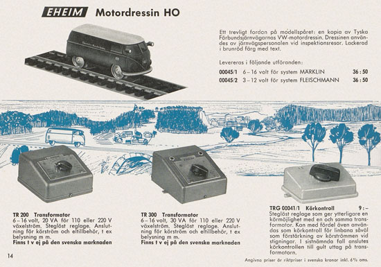 Eheim Modeller H0 Sverige 1962