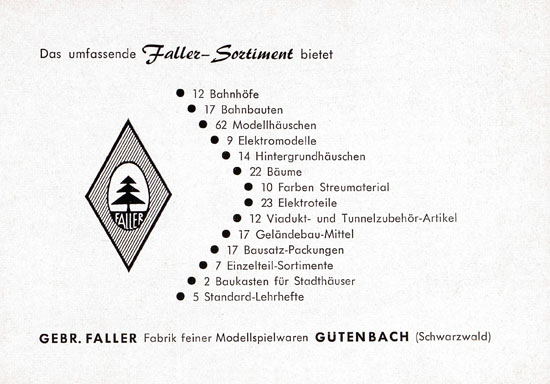 Faller Katalog Standard-Sortiment 1955