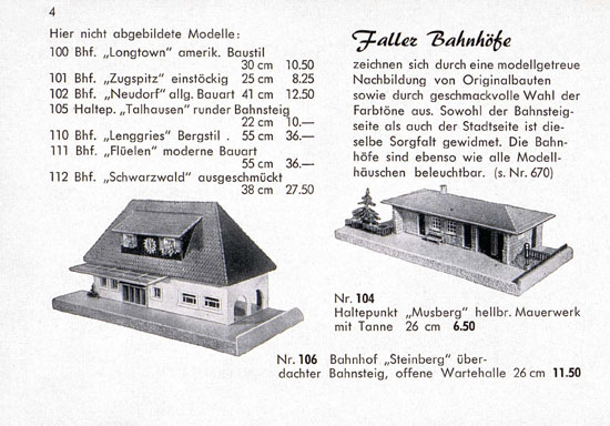 Seite 4 Faller Katalog Standard-Sortiment 1955