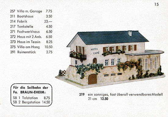 Seite 15 Faller Katalog Standard-Sortiment 1955