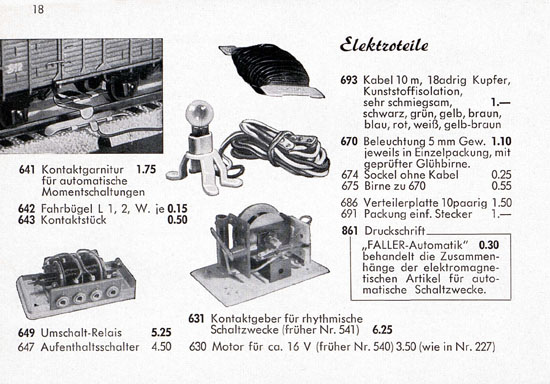 Seite 18 Faller Katalog Standard-Sortiment 1955
