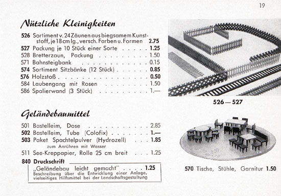 Seite 19 Faller Katalog Standard-Sortiment 1955