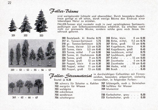Seite 22 Faller Katalog Standard-Sortiment 1955