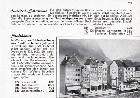 Seite 23 Faller Katalog Standard-Sortiment 1955