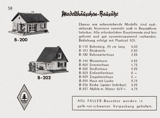 Seite 60 Faller Katalog 1955