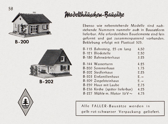 Faller Katalog 1955