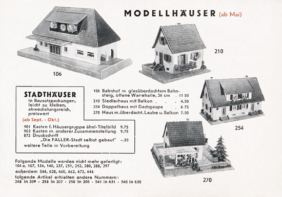 Faller Neuheiten-Katalog 1955