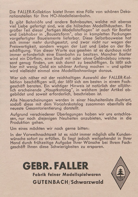 Seite 2 Faller Preisliste 1957
