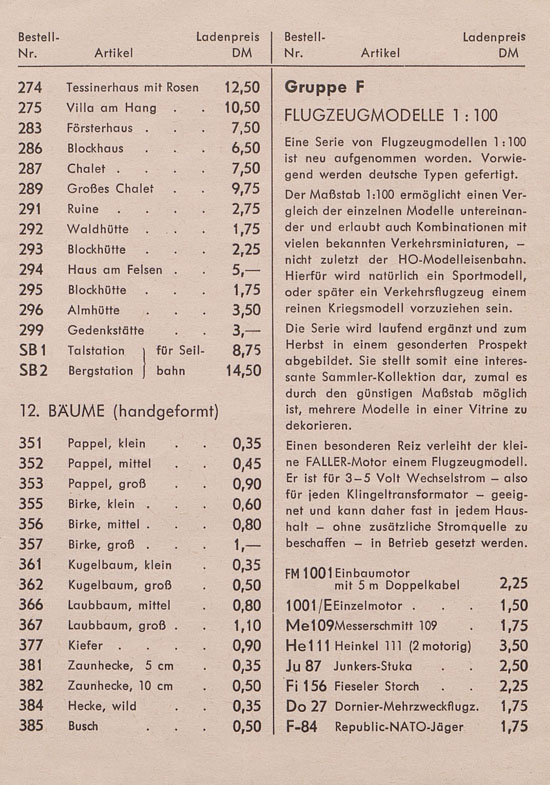 Seite 6 Faller Preisliste 1957