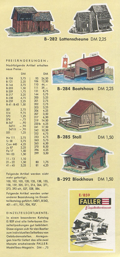 Faller Neuheiten-Katalog 1959