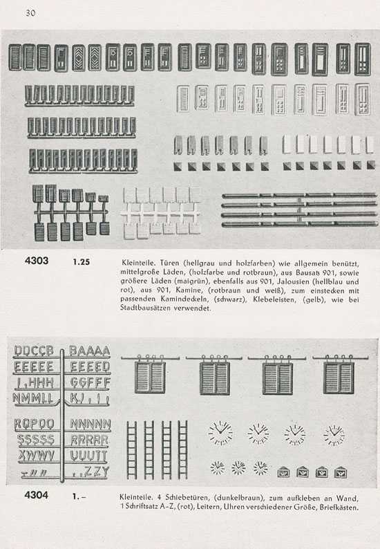 Faller Einzelteilsortimente E 859 1959