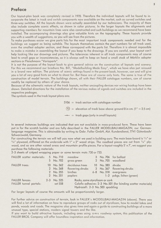 Faller Track Layout Plans H0 1970