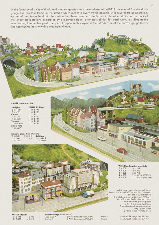 Faller Track Layout Plans H0 1970