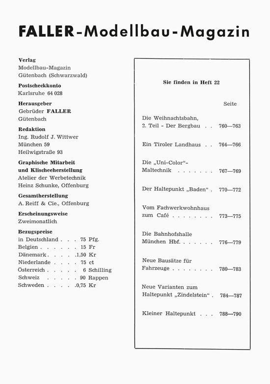 Seite 3 Faller-Magazin Nr. 22 April 1966
