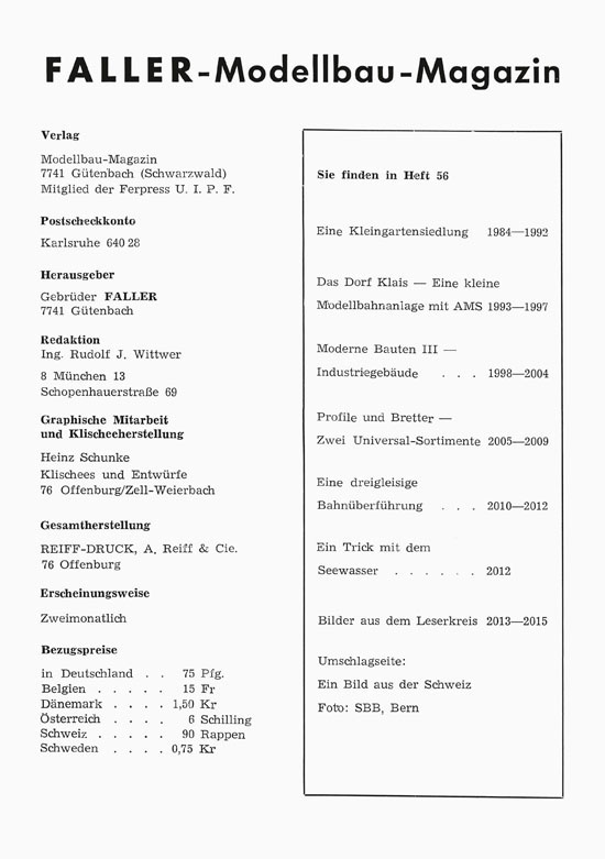 Seite 3 Faller-Magazin Nr. 56 Dezember 1966