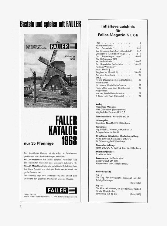 Seite 2 Faller-Magazin Nr.66 August 1968