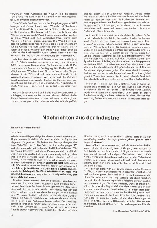 Seite 20 Faller Magazin Nr. 92 Oktober 1973