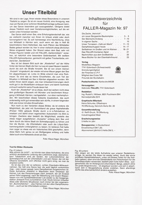 Seite 2 Faller-Magazin Nr.97 Oktober 1974
