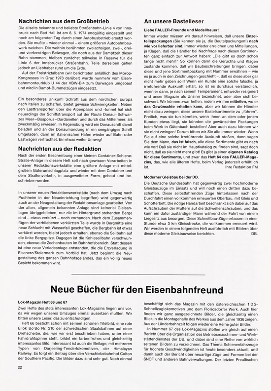 Seite 22 Faller-Magazin Nr.98 Dezember 1974