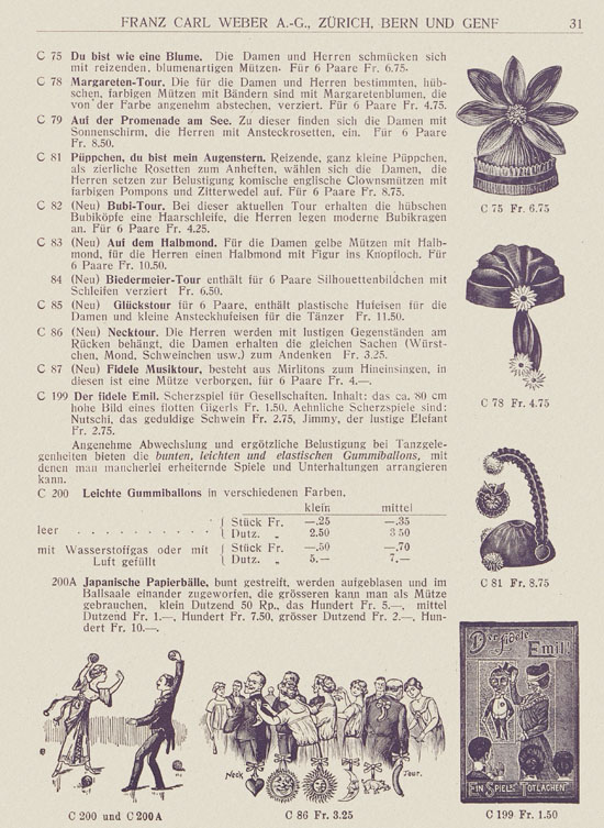 Franz Carl Weber Katalog Fastnacht 1926