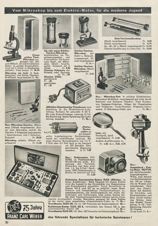 Franz Carl Weber AG Katalog Technische Spielwaren 1956 