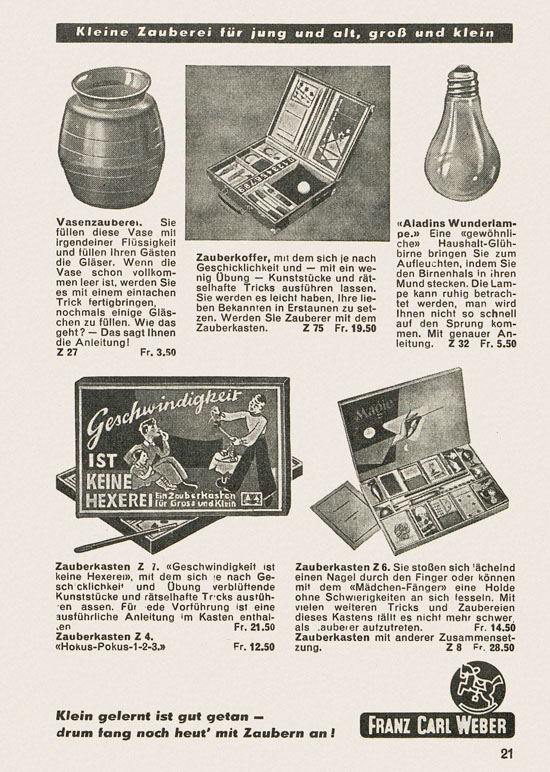 Franz Carl Weber Katalog Scherz und Unterhaltung 1959