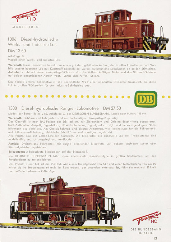 Fleischmann Katalog H0 1961-1962