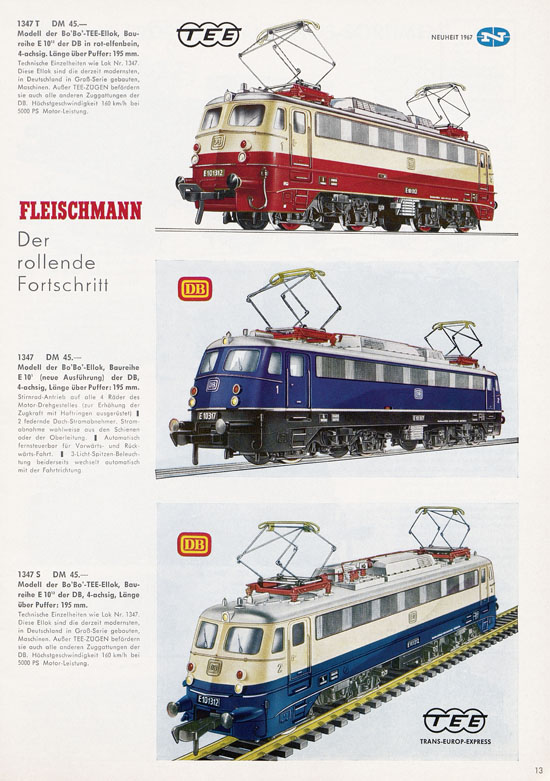 Fleischmann H0 International Auto-Ralley Katalog 1967-1968