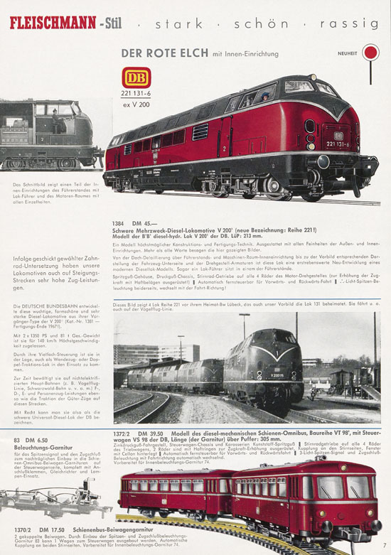 Fleischmann Katalog Modelleisenbahn Auto-Ralley 1968-1969