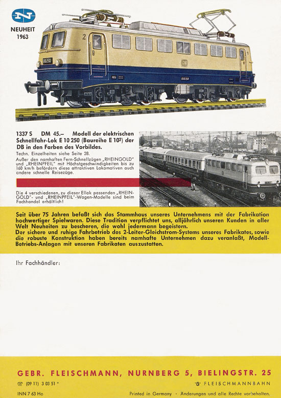 Seite 2 Fleischmann Katalog H0 1963-1964