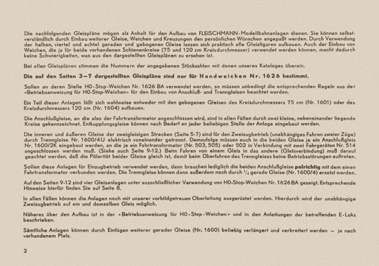 Fleischmann Gleisanlagen 1954