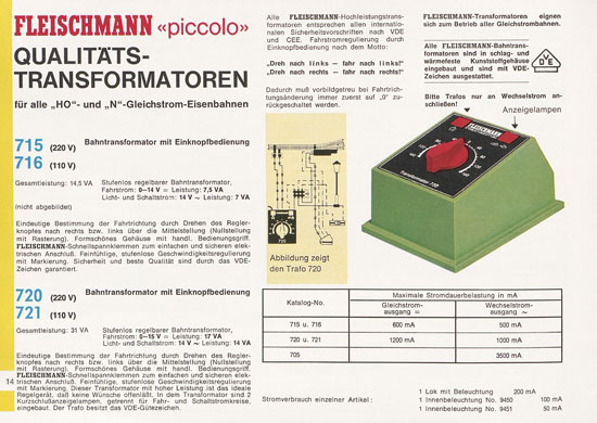 Fleischmann Piccolo Spur N Katalog 1970