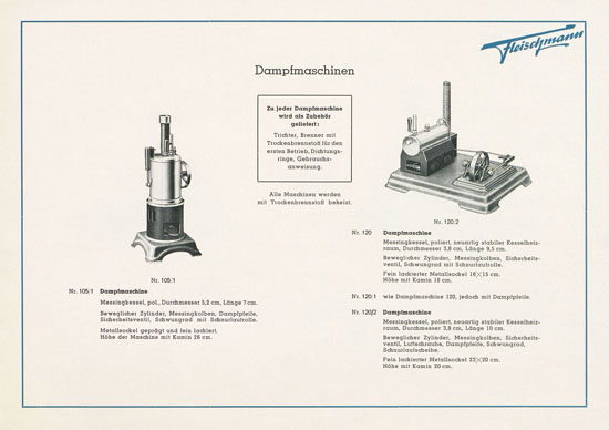 Fleischmann Dampfmaschinen Katalog 1950