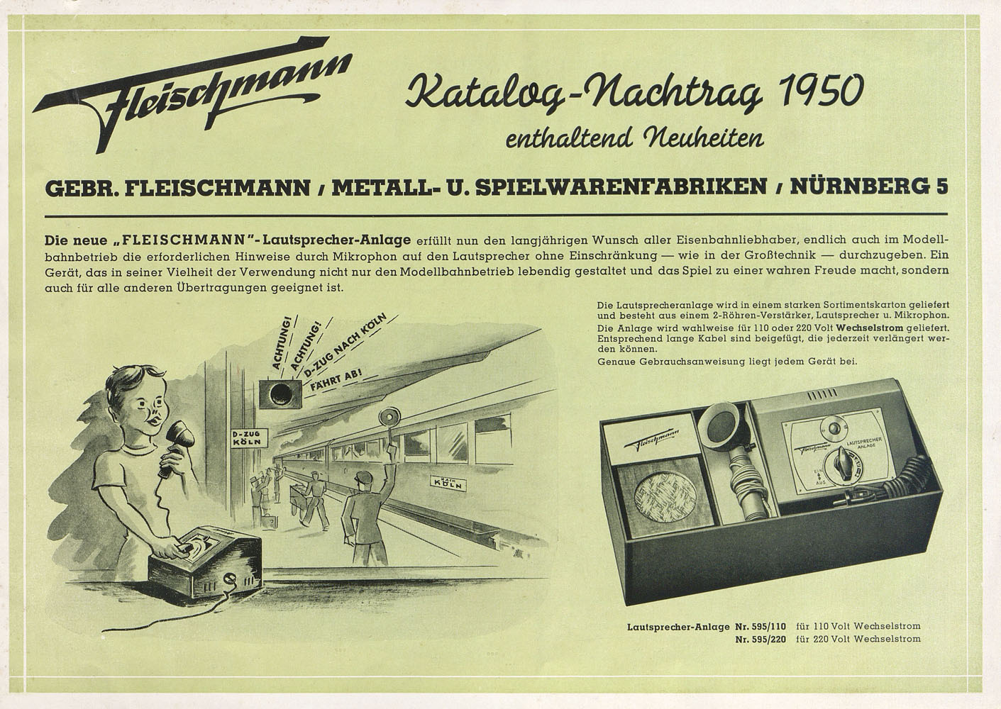 Fleischmann Katalog-Nachtrag 1950