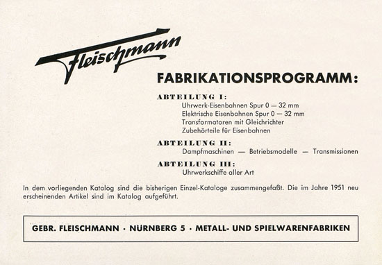 Fleischmann Katalog 1952