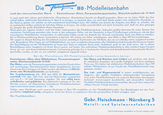 Seite 2 Fleischmann Katalog 1952 Spur H0