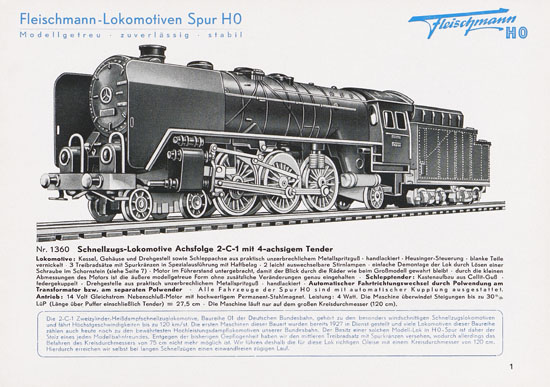 Fleischmann Katalog 1952 Spur H0