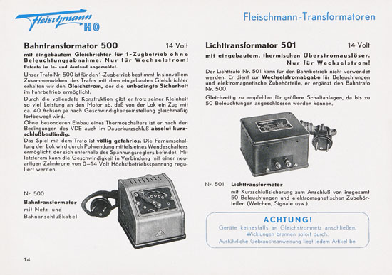 Seite 16 Fleischmann Katalog 1952 Spur H0