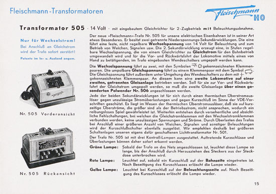 Seite 17 Fleischmann Katalog 1952 Spur H0