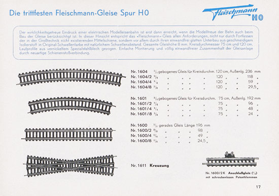 Seite 19 Fleischmann Katalog 1952 Spur H0