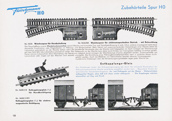 Fleischmann Katalog 1952 Spur H0