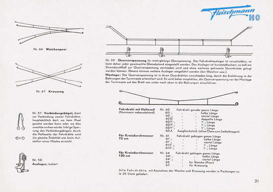 Fleischmann Katalog 1952 Spur H0