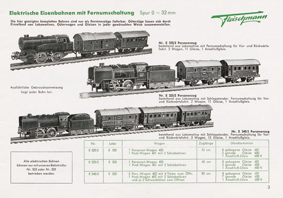 Fleischmann Katalog 1953 Spur 0